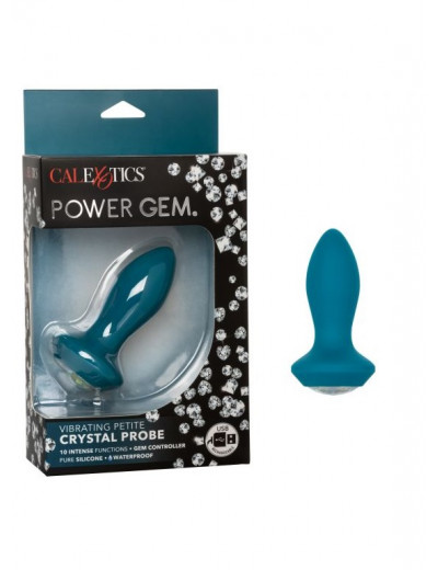 Анальная пробка с кристаллом и вибрацией Power Gem Vibrating Petite Cristal Probe голубая 9.5 см SE-0385-06-3