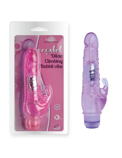 Вибратор Crystal Dildo Climbing Rabbit Vibe фиолетовый 21,5 см Д83053фиол