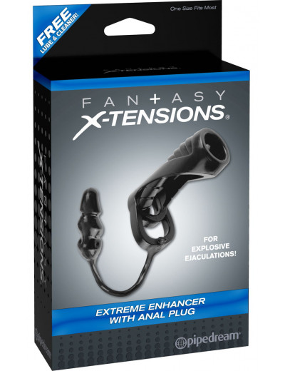 Насадка с анальной втулкой Extreme Enhancer with Anal Plug черная PD4140-23