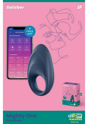 Эрекционное кольцо Satisfyer Mighty One с возможностью управления через приложение синее J2008-19