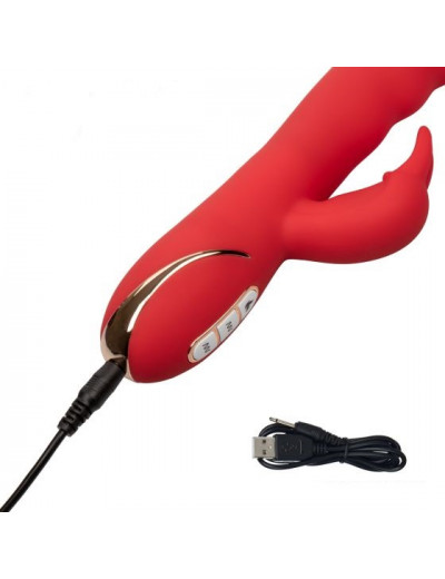 Вибромассажер кролик Heated Silicone Ultra Soft Rabb красный 21,5 см SE-0609-50-3