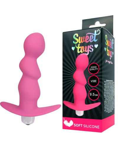 Анальная втулка с вибрацией Sweet Toys розовый 9,5 см ST-40186-6