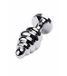 Анальная пробка Butt Plug Silver ребристая красный 7 см 717022-9