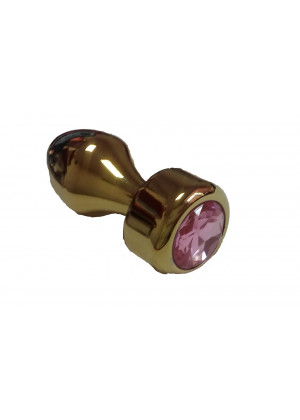 Анальная втулка с кристаллом Gold Butt Plug Pink 7,8 см Д265731