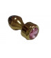 Анальная втулка с кристаллом Gold Butt Plug Pink 7,8 см Д265731