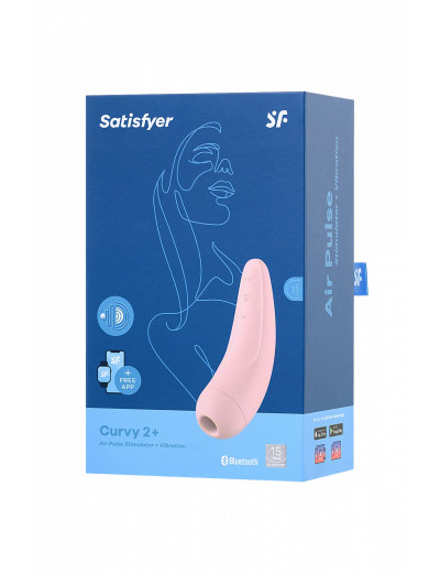 Вакуумно-волновой стимулятор Satisfyer Curvy 2+ с возможностью управления через приложение розовый J2018-81-3