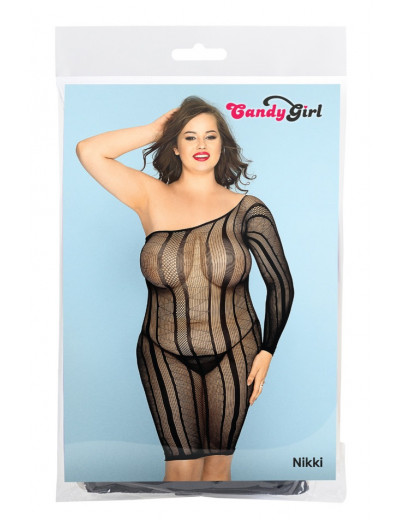 Платье-сетка и стринги Candy Girl Nikki черные 2XL 844013-BLK-2XL