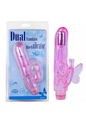 Вибромассажер Dual Stimulator Butterfly розовый 18 см Д83058-1