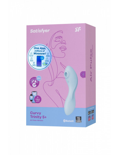 Вакуумно-волновой стимулятор Satisfyer Curvy Trinity 5+ голубой J2018-247-2