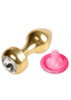 Анальная втулка с кристаллом Gold Butt Plug Diamond 7,8 см Д750012