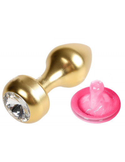 Анальная втулка с кристаллом Gold Butt Plug Diamond 7,8 см Д750012