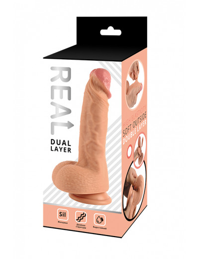 Реалистичный фаллоимитатор Real Dual Layer 15 см RDS10020