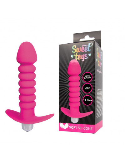 Анальная втулка с вибрацией Sweet Toys розовая 11,5 см ST-40170-16