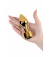 Анальная втулка с черным кристаллом Butt Plug Gold 10,8 см 717034-5