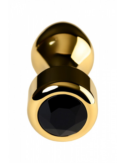 Анальная втулка с черным кристаллом Butt Plug Gold 10,8 см 717034-5