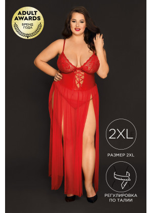 Комбинация и стринги Candy Girl Tabitha красные 2XL 840090-RED-2XL