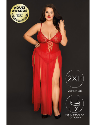 Комбинация и стринги Candy Girl Tabitha красные 2XL 840090-RED-2XL