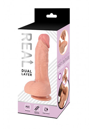 Реалистичный фаллоимитатор Real Dual Layer 16 см RPD10006