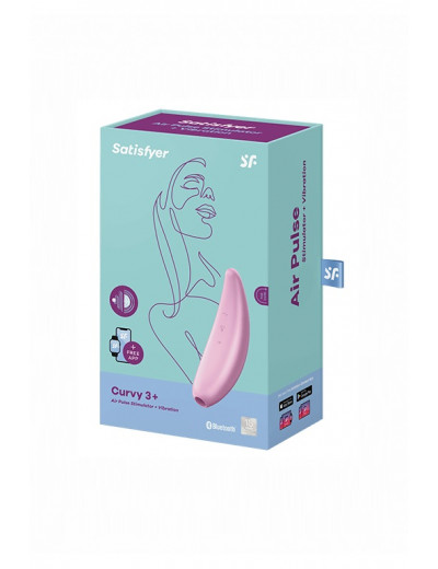 Вакуумно-волновой стимулятор Satisfyer Curvy 3+ с возможностью управления через приложение розовый J2018-107-2