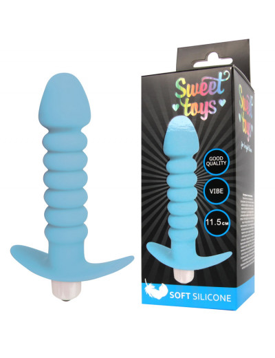 Анальная втулка с вибрацией Sweet Toys голубая 11,5 см ST-40170-12