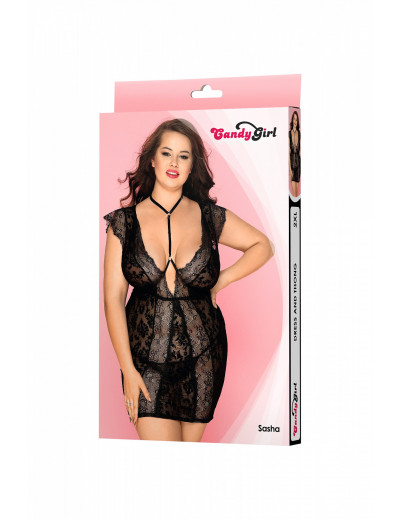 Комбинация и стринги Candy Girl Sasha черные 2XL 840091-BLK-2XL