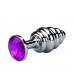 Анальная пробка Butt Plug Silver ребристая розовый 8 см Д717023-3