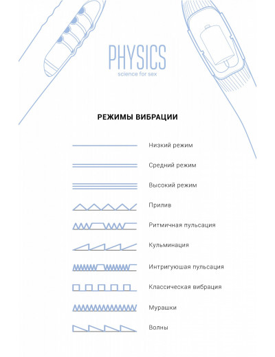 Вибратор с пульсацией и функцией нагрева Physics Fahrenheit голубой 19 см 796006