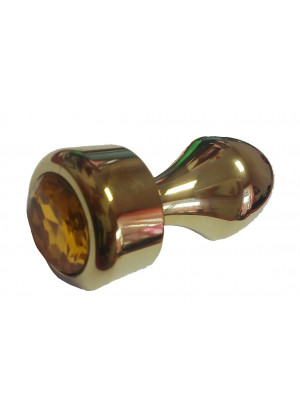 Анальная втулка с кристаллом Gold Butt Plug Orange 7,8 см Д710054