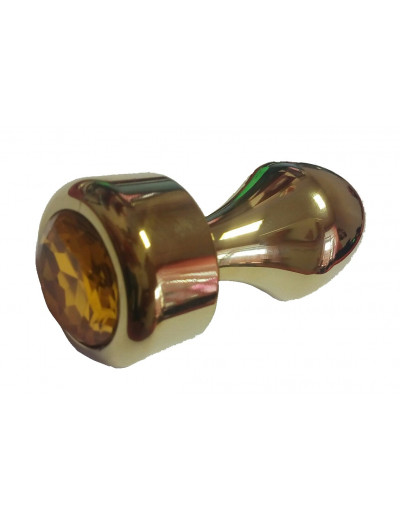 Анальная втулка с кристаллом Gold Butt Plug Orange 7,8 см Д710054