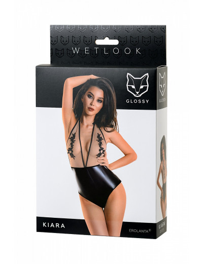 Боди Glossy Kiara из материала Wetlook черное S 955026-S