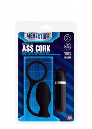 Вибровтулка анальная черная Menzstuff Ass Corn Small Black 7,5 см  20909