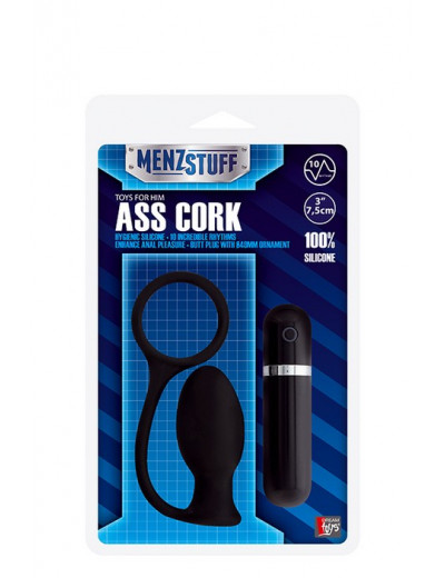 Вибровтулка анальная черная Menzstuff Ass Corn Small Black 7,5 см  20909