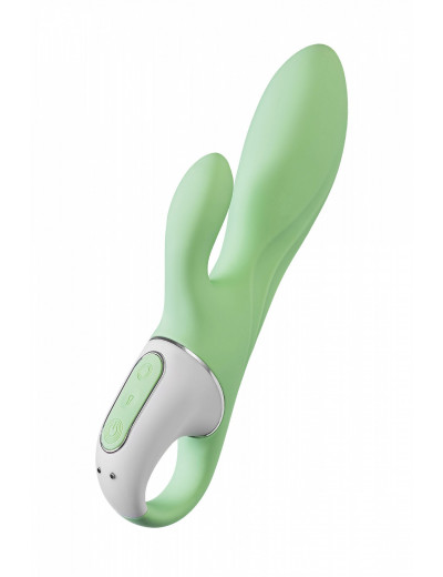 Нереалистичный вибратор Satisfyer Air Pump Bunny зеленый 15 см J2018-257