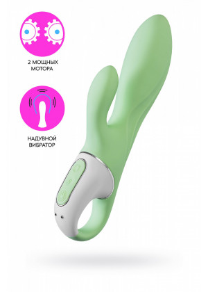 Нереалистичный вибратор Satisfyer Air Pump Bunny зеленый 15 см J2018-257