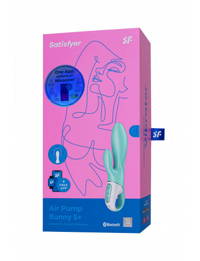 Нереалистичный вибратор Satisfyer Air Pump Bunny зеленый 15 см J2018-257