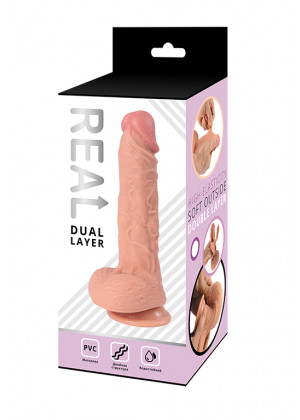 Реалистичный фаллоимитатор Real Dual Layer 17 см RPD10022