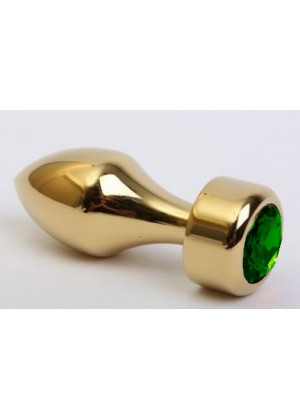 Анальная втулка с кристаллом Gold Butt Plug Green 7,8 см Д710085