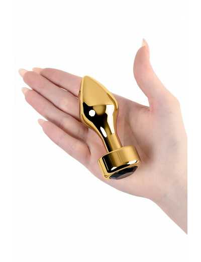 Анальная втулка с черным кристаллом Butt Plug Gold 9,5 см 717033-5