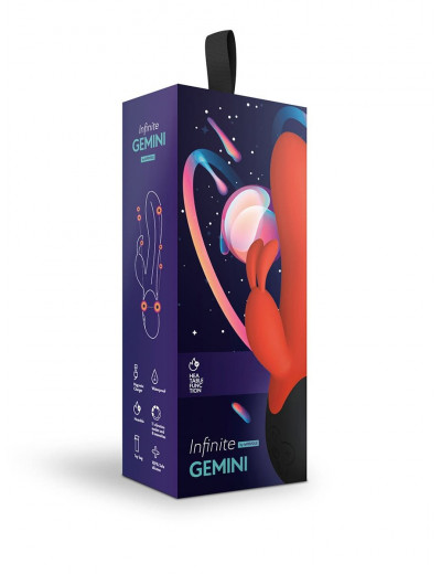 Вибратор кролик с подогревом Gemini Infinite collection красный 20,8 см 05489